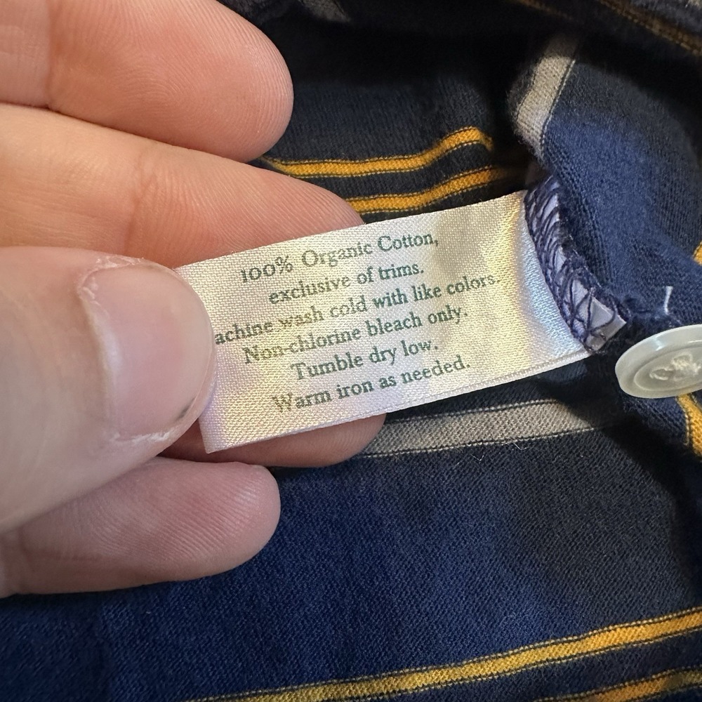 Criquet Men's Top Shelf‎ Organic Cotton Striped Golf Polo Shirt Blue/Yellow Sz L - Picture 4 of 7